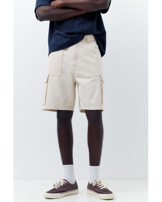 Pull&Bear Blue Baggy Cargo Bermuda Shorts for men
