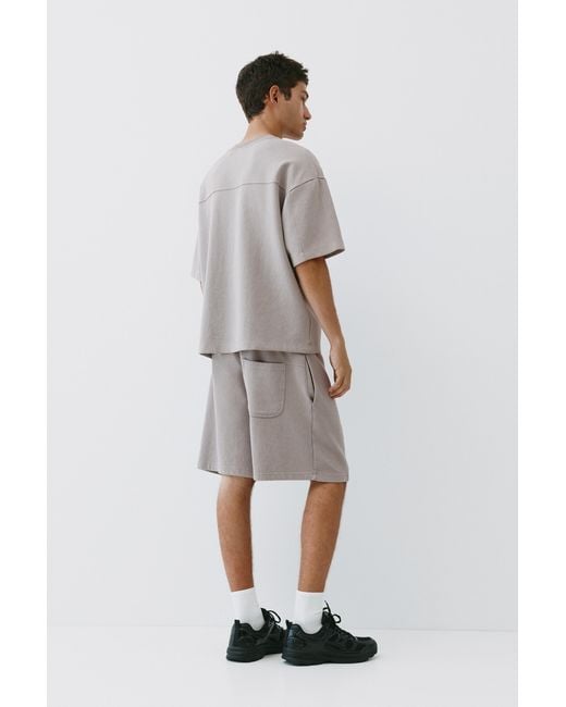 Pull&Bear Multicolor Interlock Jogger Bermuda Shorts for men