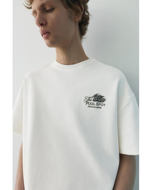 Pull&Bear Gray Short Sleeve Sweatshirt With Graphic for men