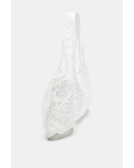 Pull&Bear White Embroidered Tote Bag