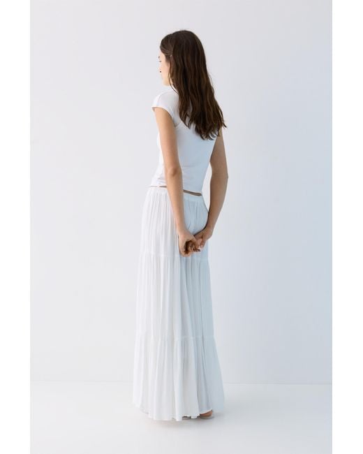 Pull&Bear Blue Flowy Paneled Midi Skirt