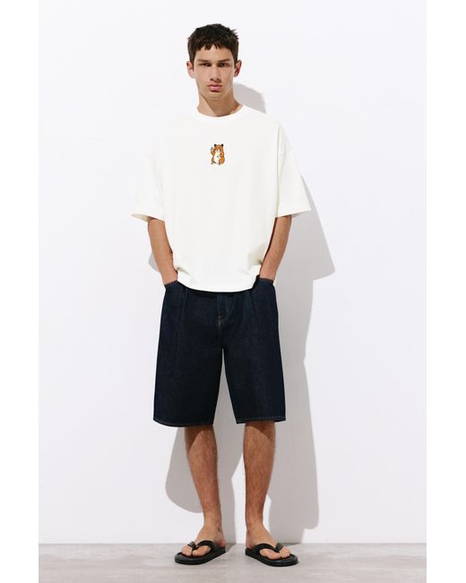 Pull&Bear White Hamster Graphic T-Shirt for men