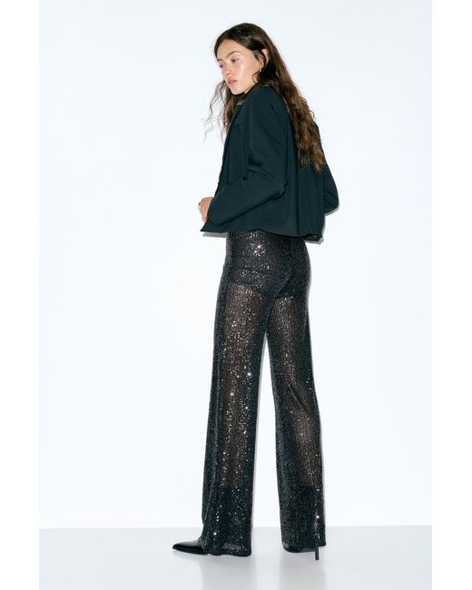 Pull&Bear Blue Sequin Trousers
