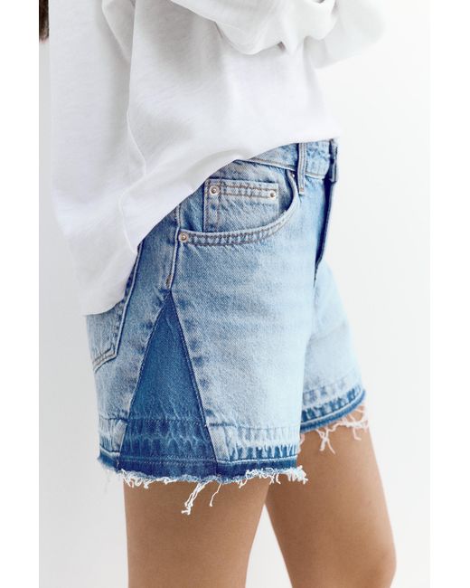 Pull&Bear Patchwork Denim Bermuda in het Blue