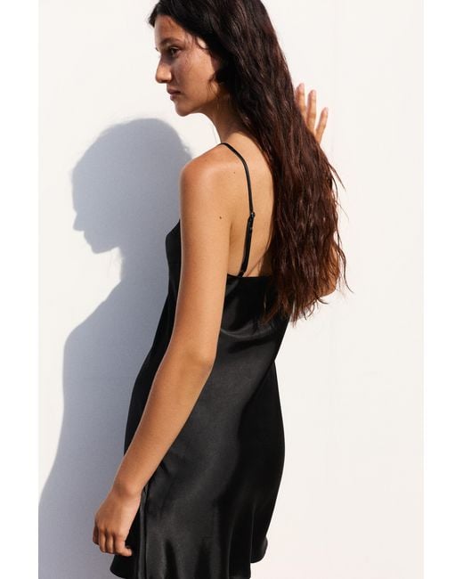 Pull&Bear Black Short Satin Strappy Dress