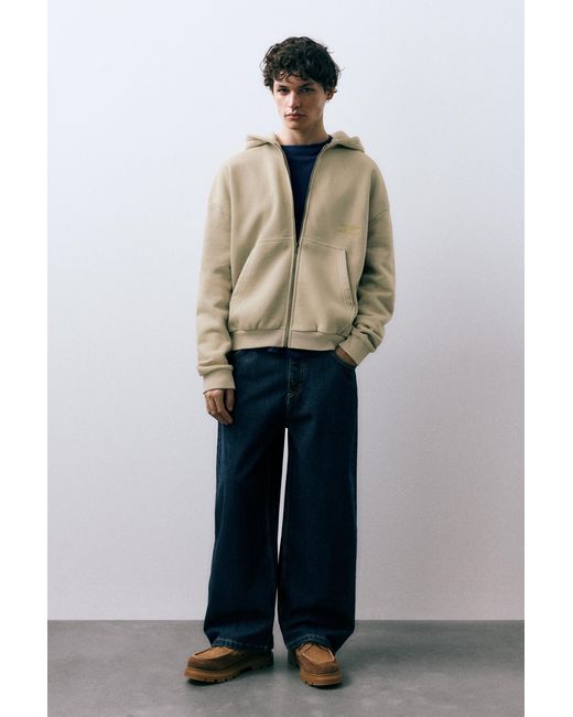 Pull&Bear Blue Sun Zip Hoodie for men
