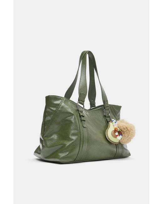 Pull&Bear Green Embellished Shopper Bag