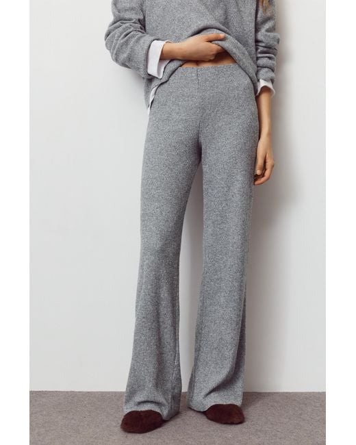Pull&Bear Gray Soft Touch Straight Fit Pants