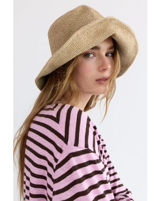 Pull&Bear Gevlochten Hoed in het Natural