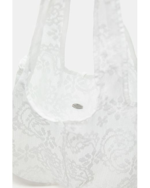 Pull&Bear White Embroidered Tote Bag