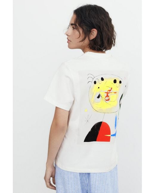 Pull&Bear White Miró Short Sleeve T-Shirt
