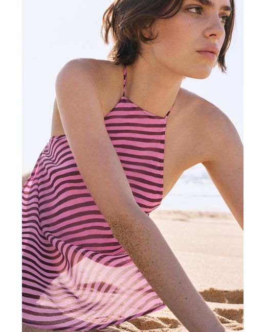 Pull&Bear Pink Wavy Halter Top