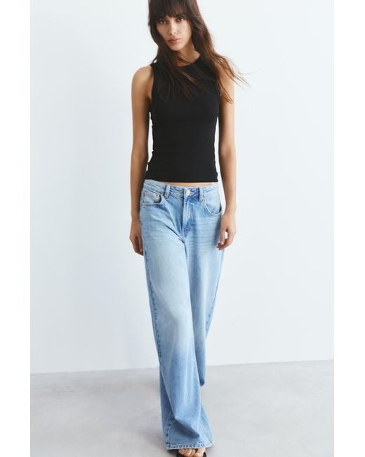 Pull&Bear Black Round Neck Tank Top