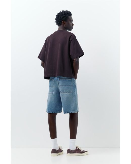 Pull&Bear Blue Baggy Relaxed Fit Denim Bermuda Shorts for men