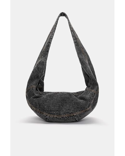 Pull&Bear Black Denim Crossbody Bag