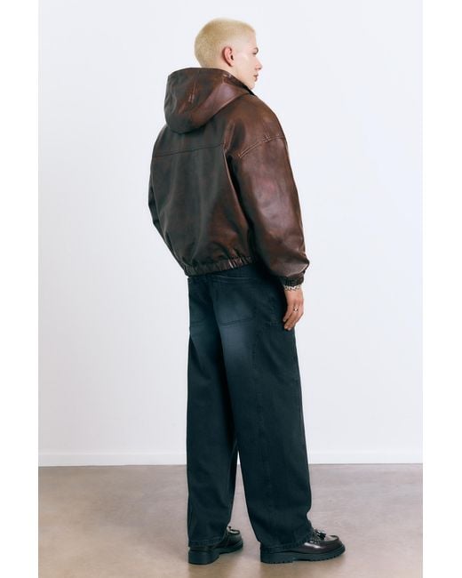 Pull&Bear Brown Distressed Leather Effect Jacket for men