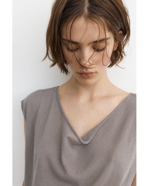 Pull&Bear Top Met Elastische Taille in het Gray