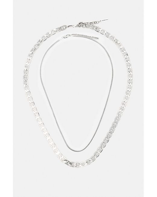 Pull&Bear White 2-Pack Of Chain Necklaces for men