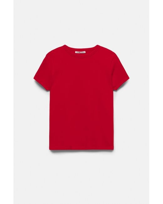 Pull&Bear Red Short Sleeve Fitted T-Shirt