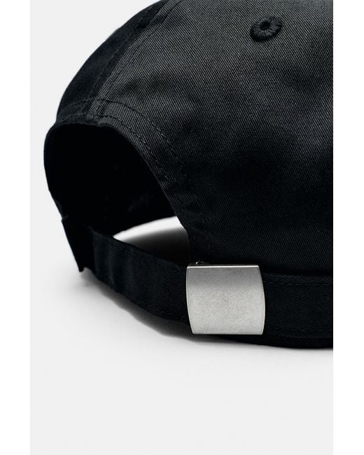 Pull&Bear Black Locally Embroidered Stwd Cap for men
