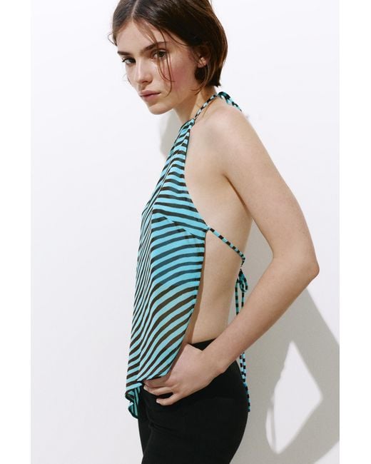Pull&Bear Blue Wavy Halter Top