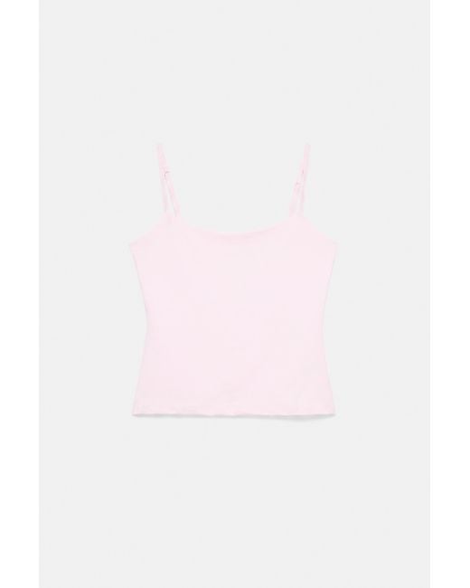 Pull&Bear White Adjustable Strap Basic Top