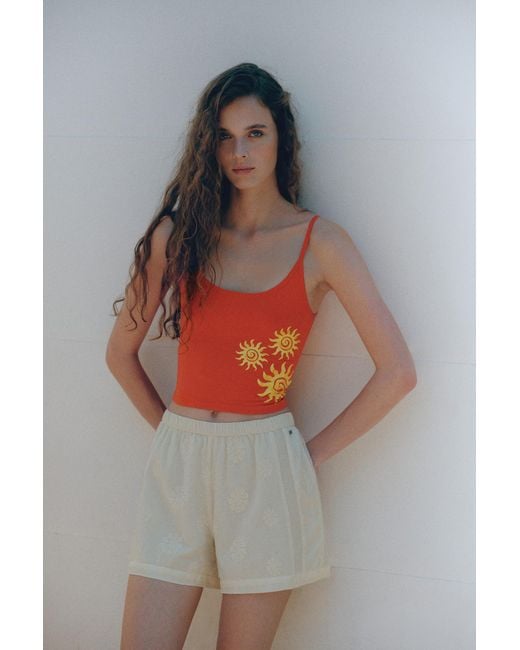 Pull&Bear Red Sun Graphic Top