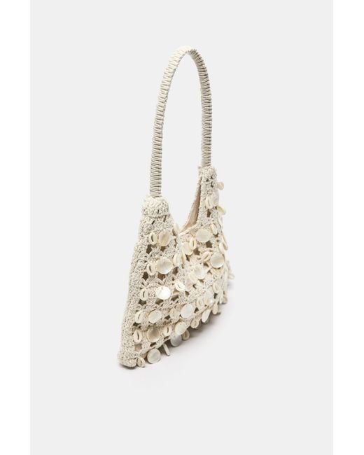 Pull&Bear White Beaded Shoulder Bag