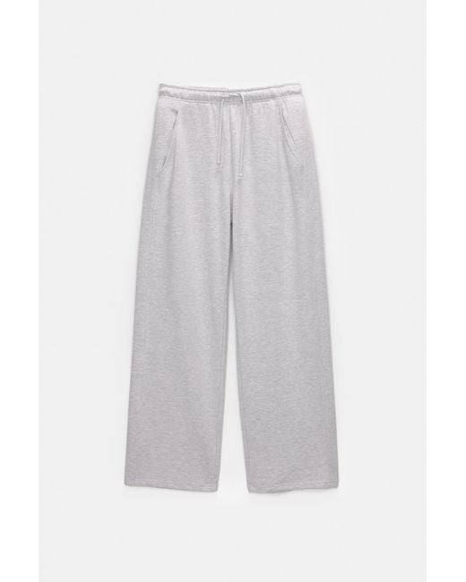 Pull&Bear White Trainingsanzug Hose Jogging-Stil Wide-Leg