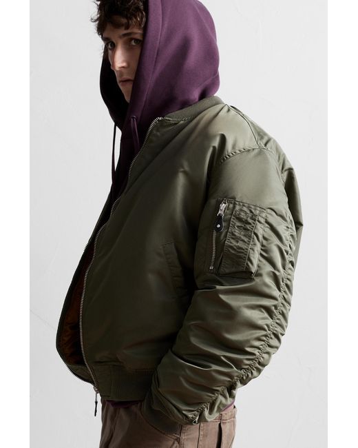 Pull&Bear Black Stwd Oversize Bomber Jacket for men
