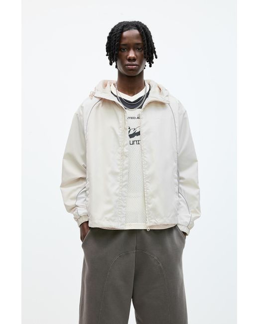 Pull&Bear White Stwd Panelled Raincoat for men