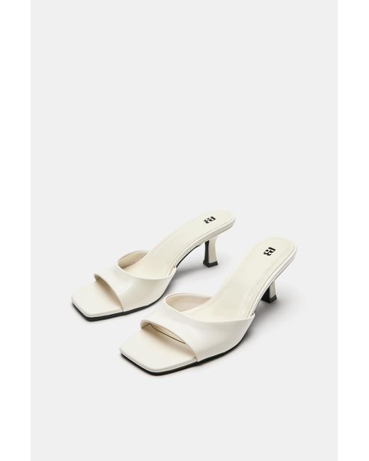 Pull&Bear Black Heeled Mule Sandals