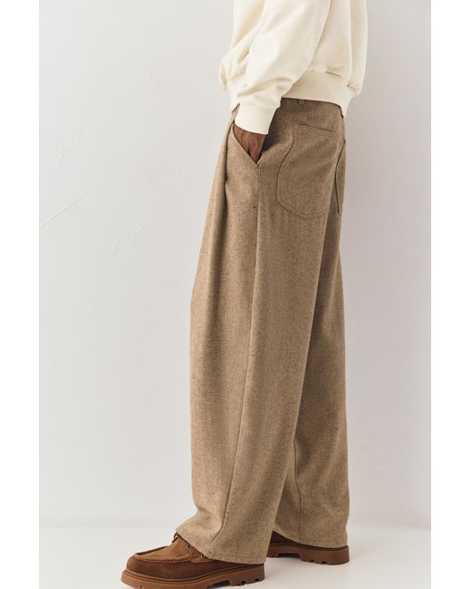 Pull&Bear Brown Tailored Fit Wool Trousers for men
