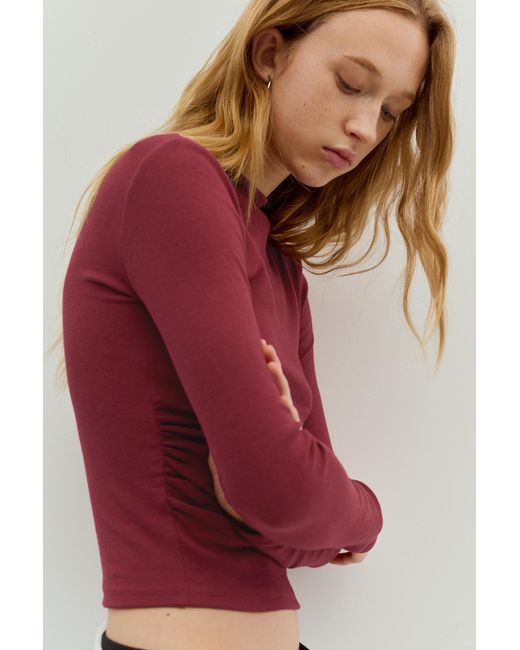 Pull&Bear Red High Neck Top