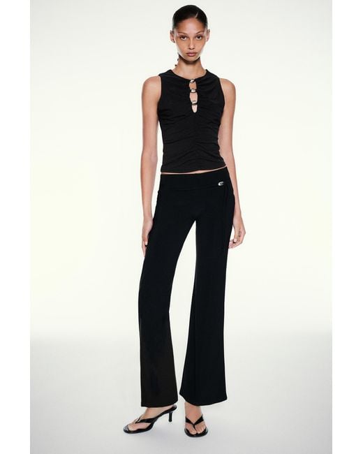 Pull&Bear Blue Cut-Out Embellished Top