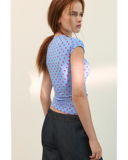 Pull&Bear Blue Cut-Out T-Shirt