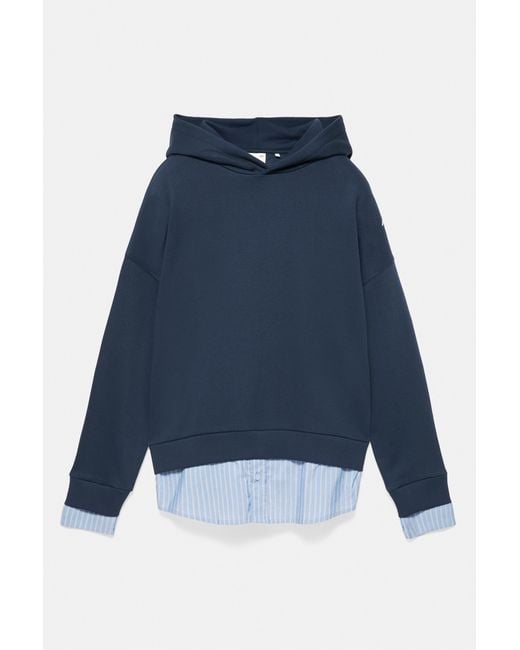 Pull&Bear Gecombineerde Sweater Met Capuchon in het Blue