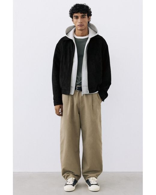 Pull&Bear Black Faux Suede Jacket for men