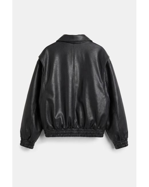 Pull&Bear Black Leather Effect Dad Jacket
