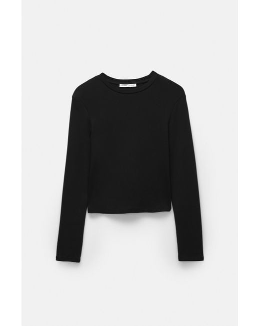 Pull&Bear Black Fitted Long Sleeve T-Shirt