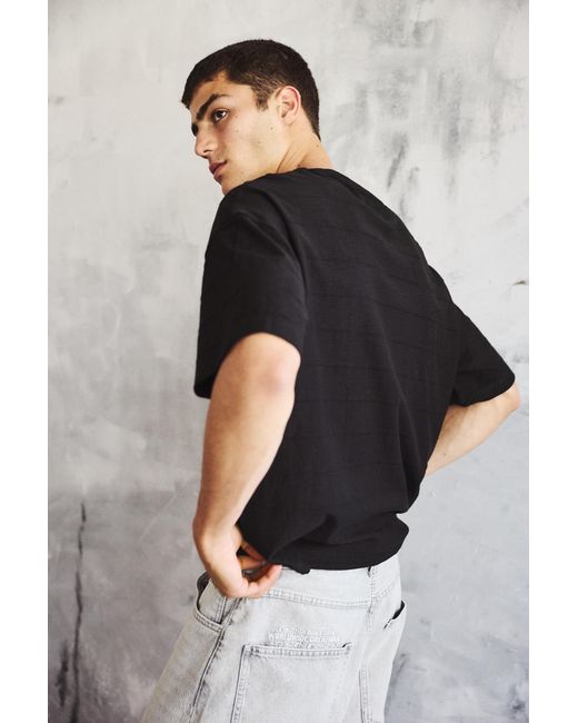 Pull&Bear Boxy T-Shirt Met Structuur in het Black voor heren