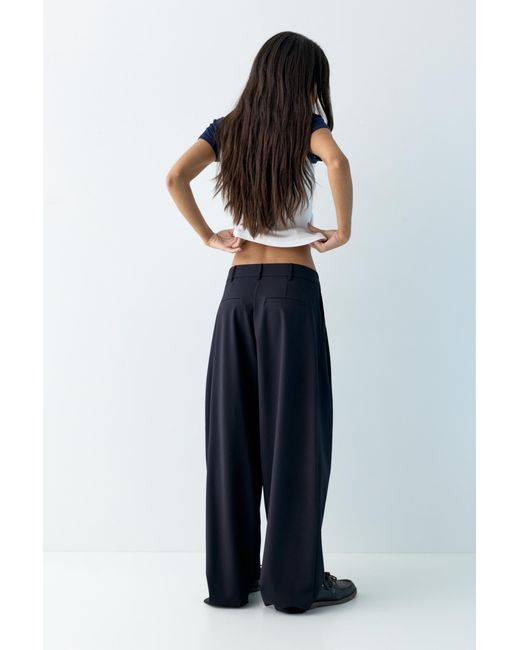 Pull&Bear Blue Crossover Waist Smart Trousers