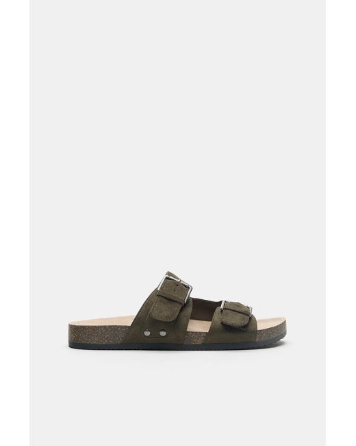 Pull&Bear Green Buckled Sandals for men
