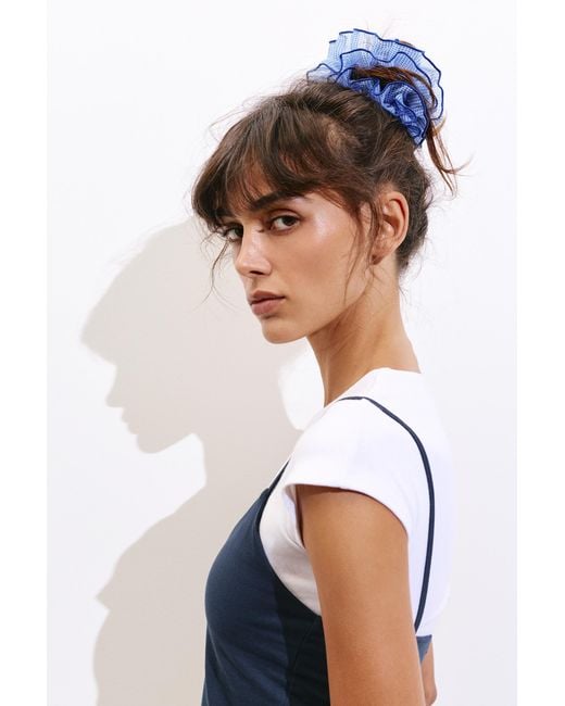 Pull&Bear Blue Gingham Check Scrunchie