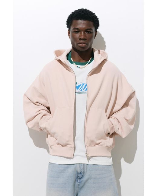 Pull&Bear Natural Oversize Zip-Up Hoodie for men