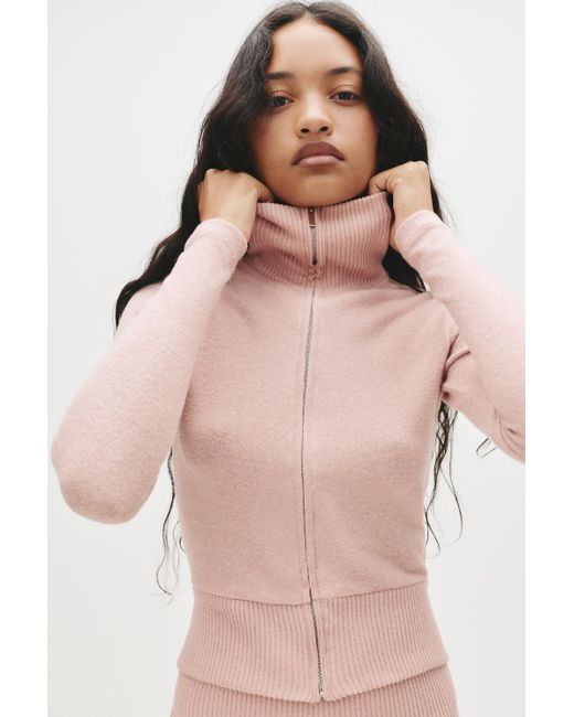 Pull&Bear Pink Soft Touch Zip-Up Cardigan