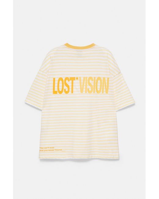 Pull&Bear White Stwd Boxy Striped T-Shirt for men