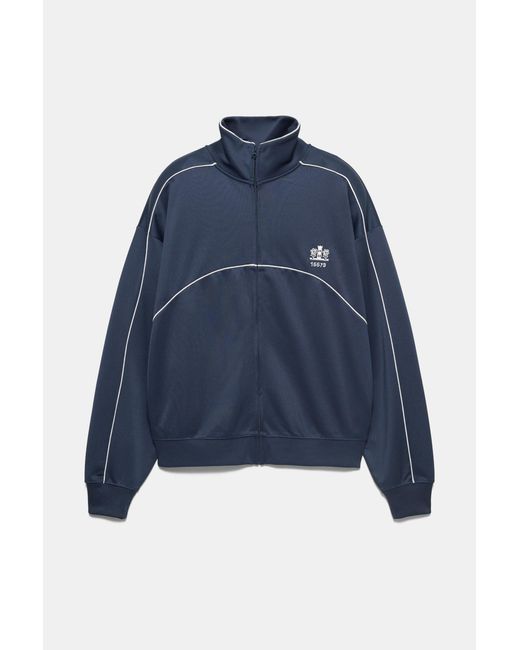 Pull&Bear Blue Embroidered Jacket With Zipper for men