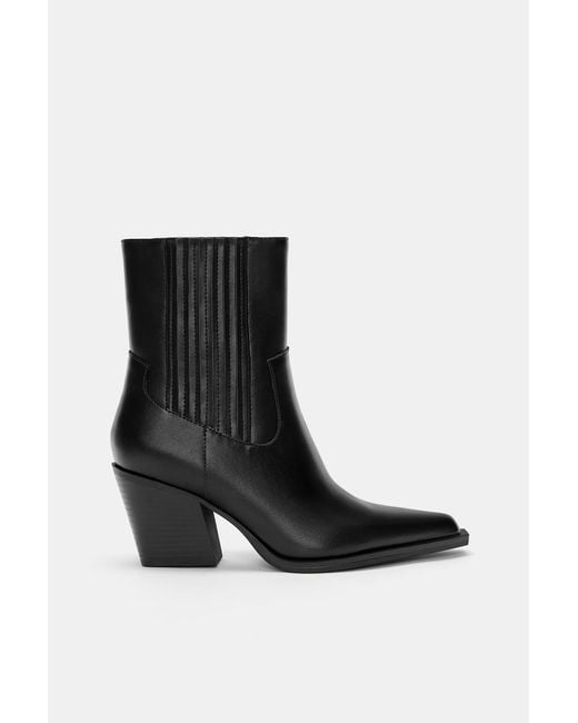 Pull&Bear Blue Cowboy Heel Ankle Boots