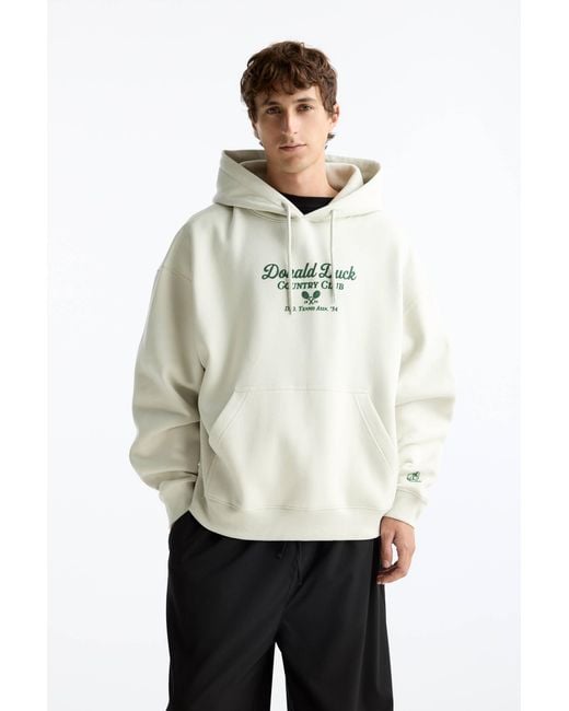 Pull&Bear White Donald Duck Boxy Fit Hoodie for men